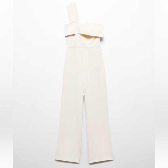 Mango Bridal Rehearsal Dinner One-Shoulder Ruffled Asymmetric Jumpsuit (Size XS) - Picture 5 of 6